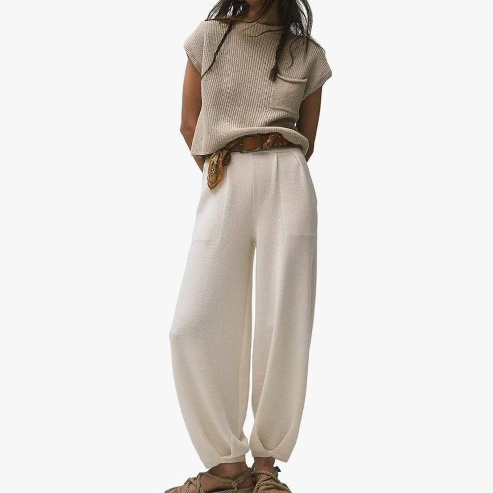 Elegant Cream Wide Leg Pants